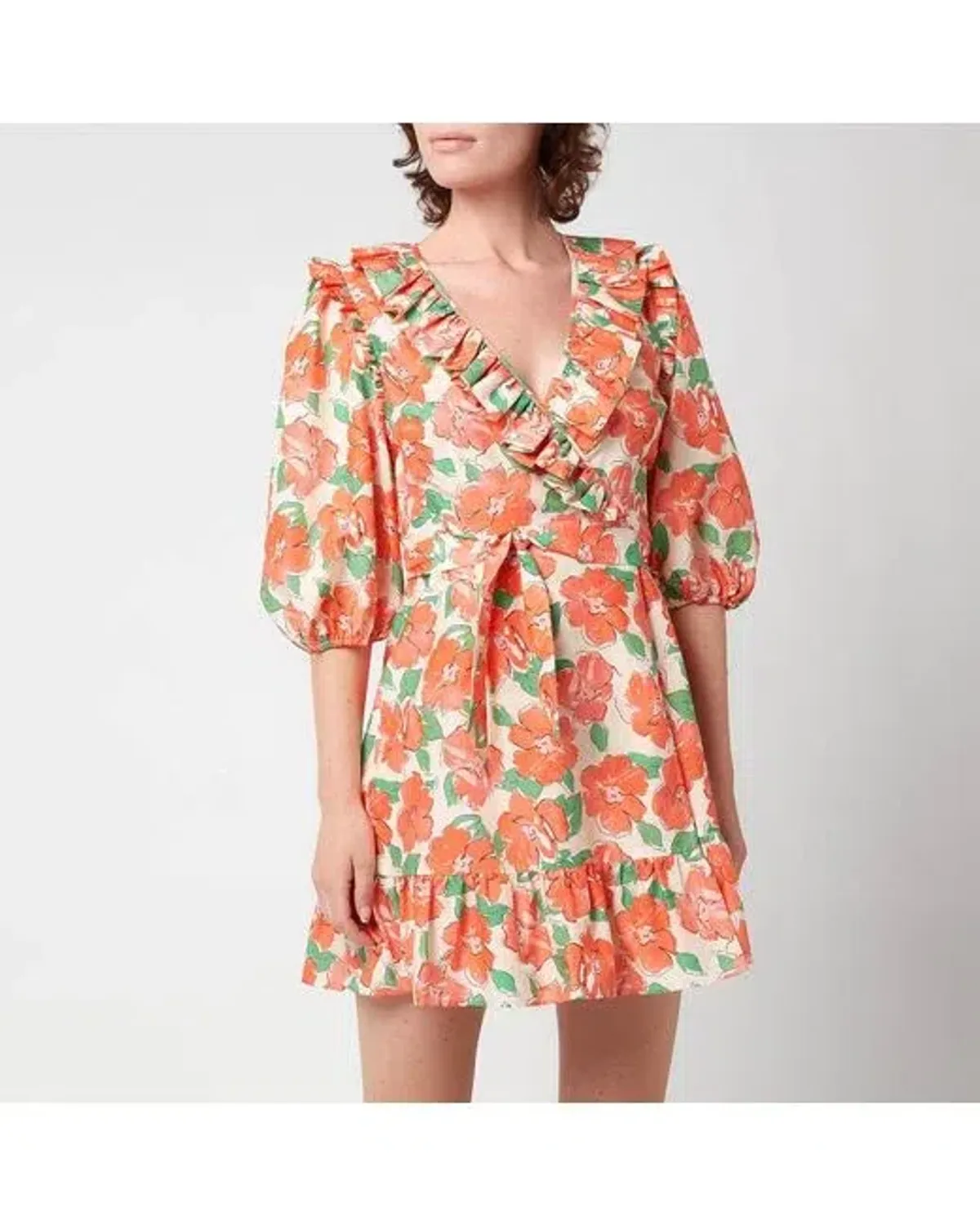 Rixo London Lennon Floral Print Wrap Dress Orange Size 10 - Image 4