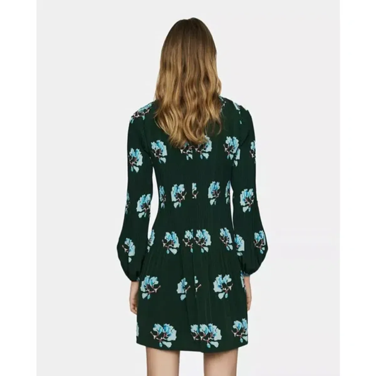 Maje Green Floral Dress Print Size 10 - Image 3