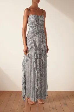 Shona Joy Candice Ruched Frill Maxi Dress Print Size 8 for rent on The Volte - image 4