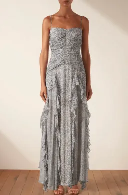 Shona Joy Candice Ruched Frill Maxi Dress Print Size 8 for rent on The Volte - image 2