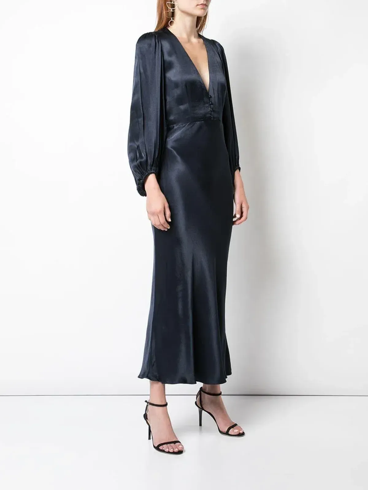 Shona Joy Morrison Longsleeve Bias Midi Dress Navy Size 10 - Image 1