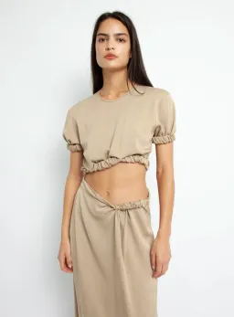 Christopher Esber Rolled Up Tee Dress Tan Brown Size 8 for rent on The Volte - image 2