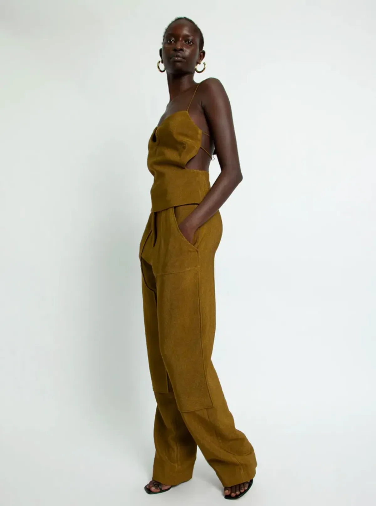 Christopher Esber Apron Wire Back Top Tobacco Brown Size 10 - Image 2