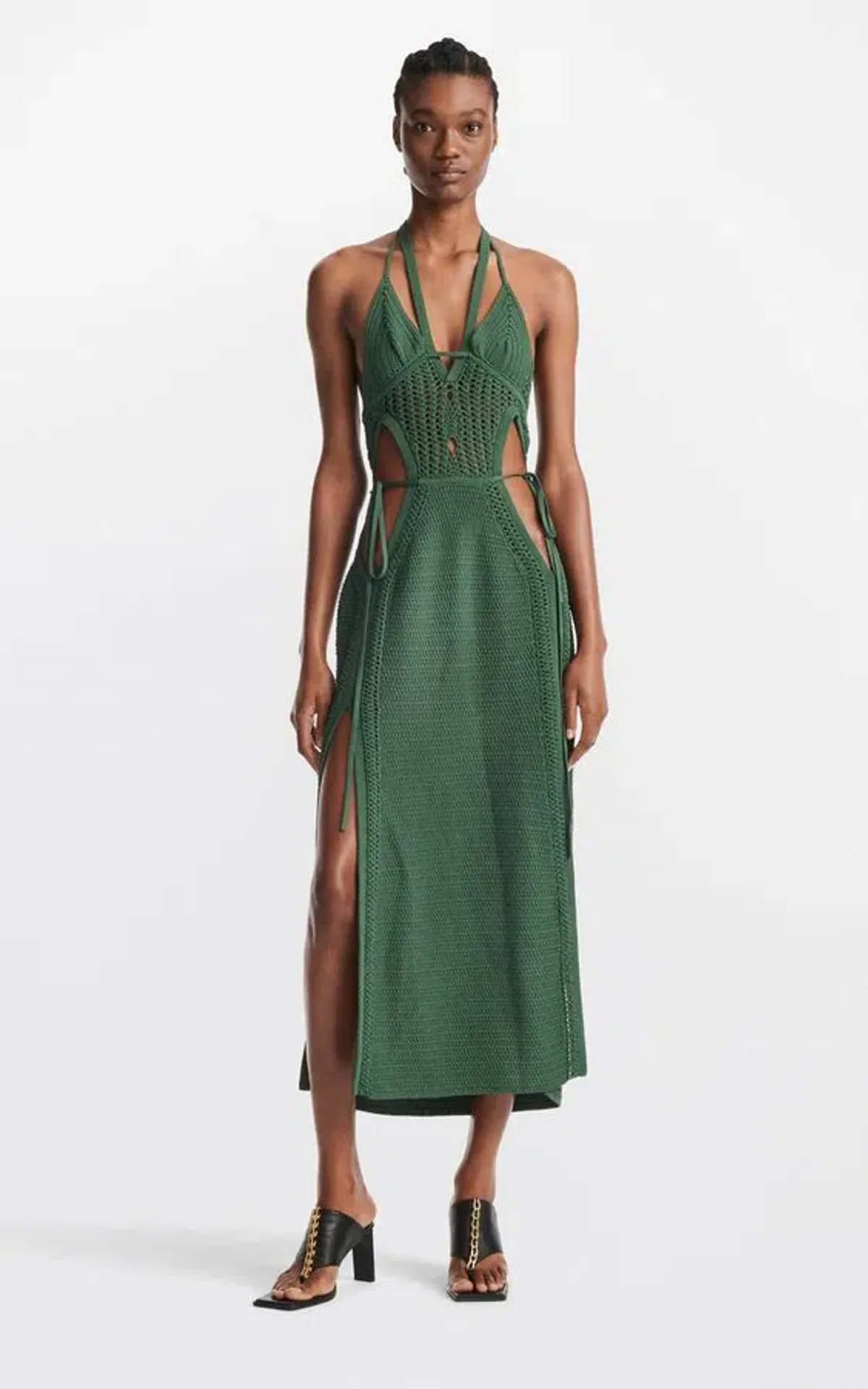 Dion Lee Crochet Butterfly Dress Green Size XS for rent on The Volte - main image