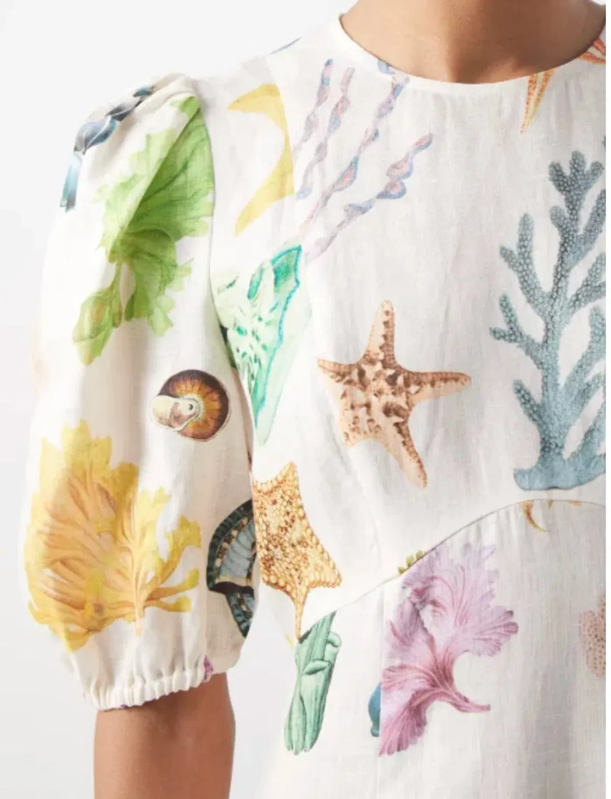 Alemais Adella Atlantis-print Linen-voile Midi Dress Print Size 12 - Image 2