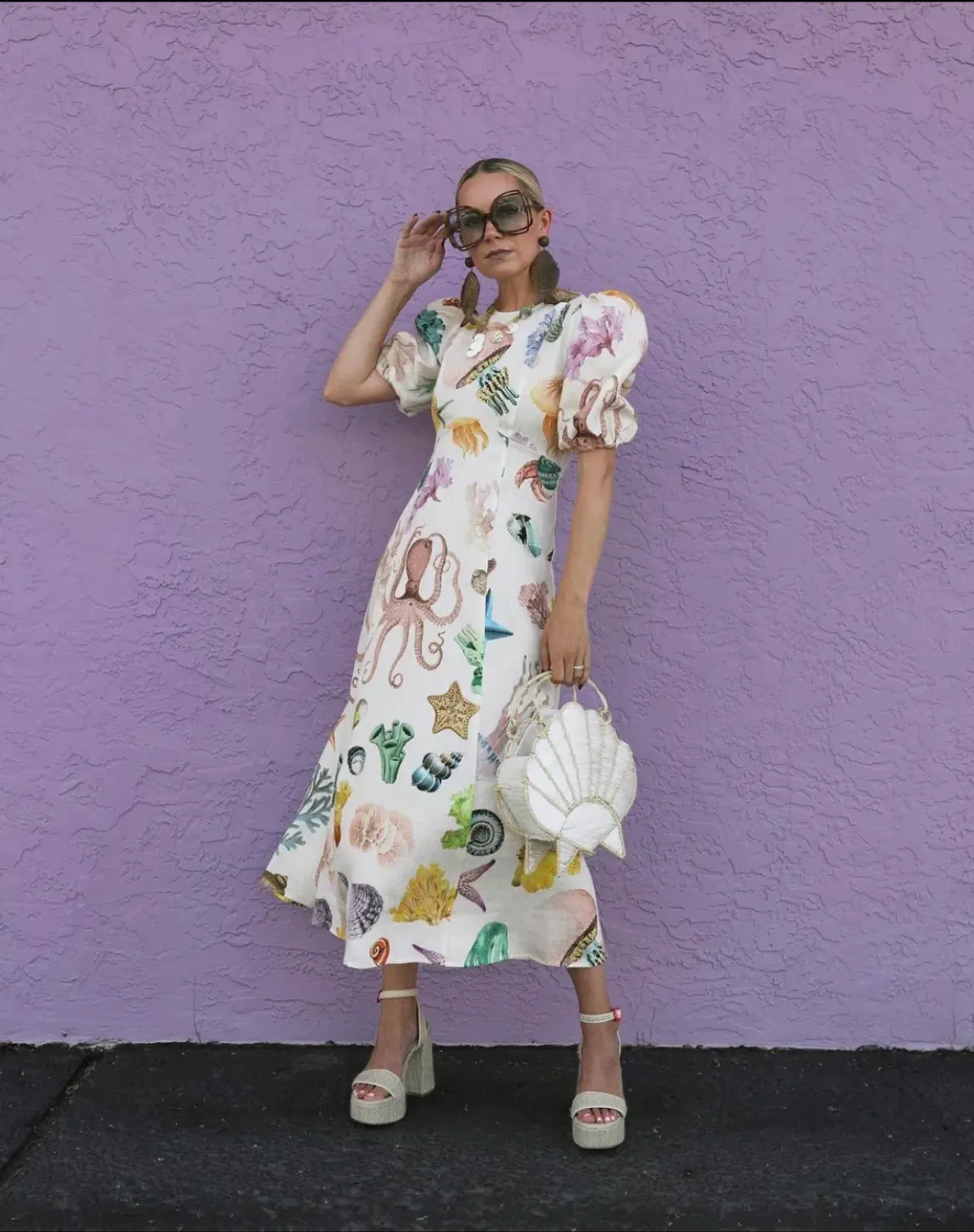 Alemais Adella Atlantis-print Linen-voile Midi Dress Print Size 12 - Image 1