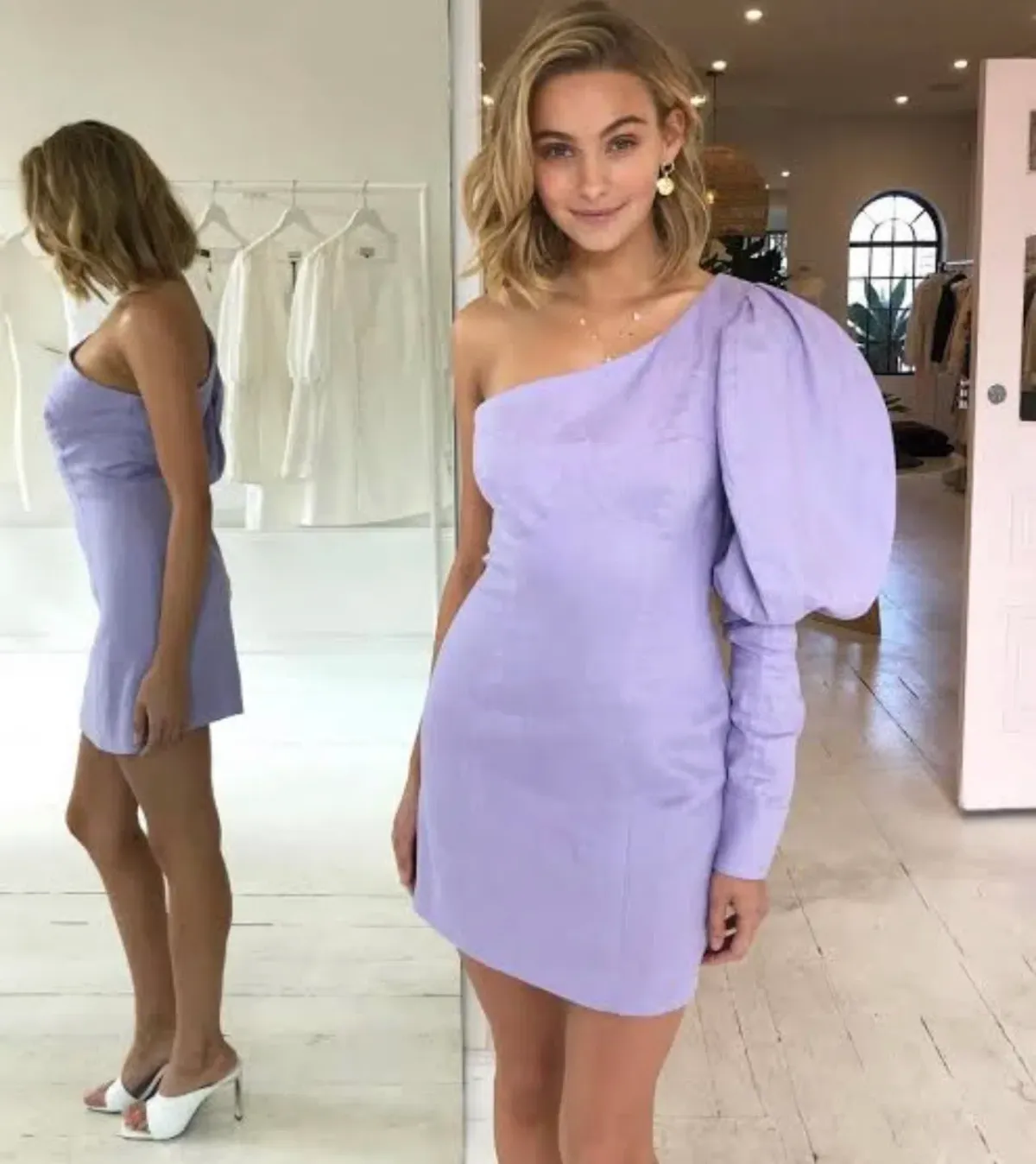 Joslin Cecil Linen Dress in Lavender Size 6 for rent on The Volte - main image