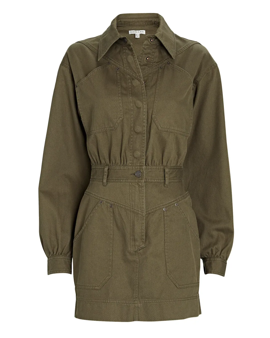 Shona Joy Chiara Utility Mini Dress Khaki Size 10 for rent on The Volte - main image
