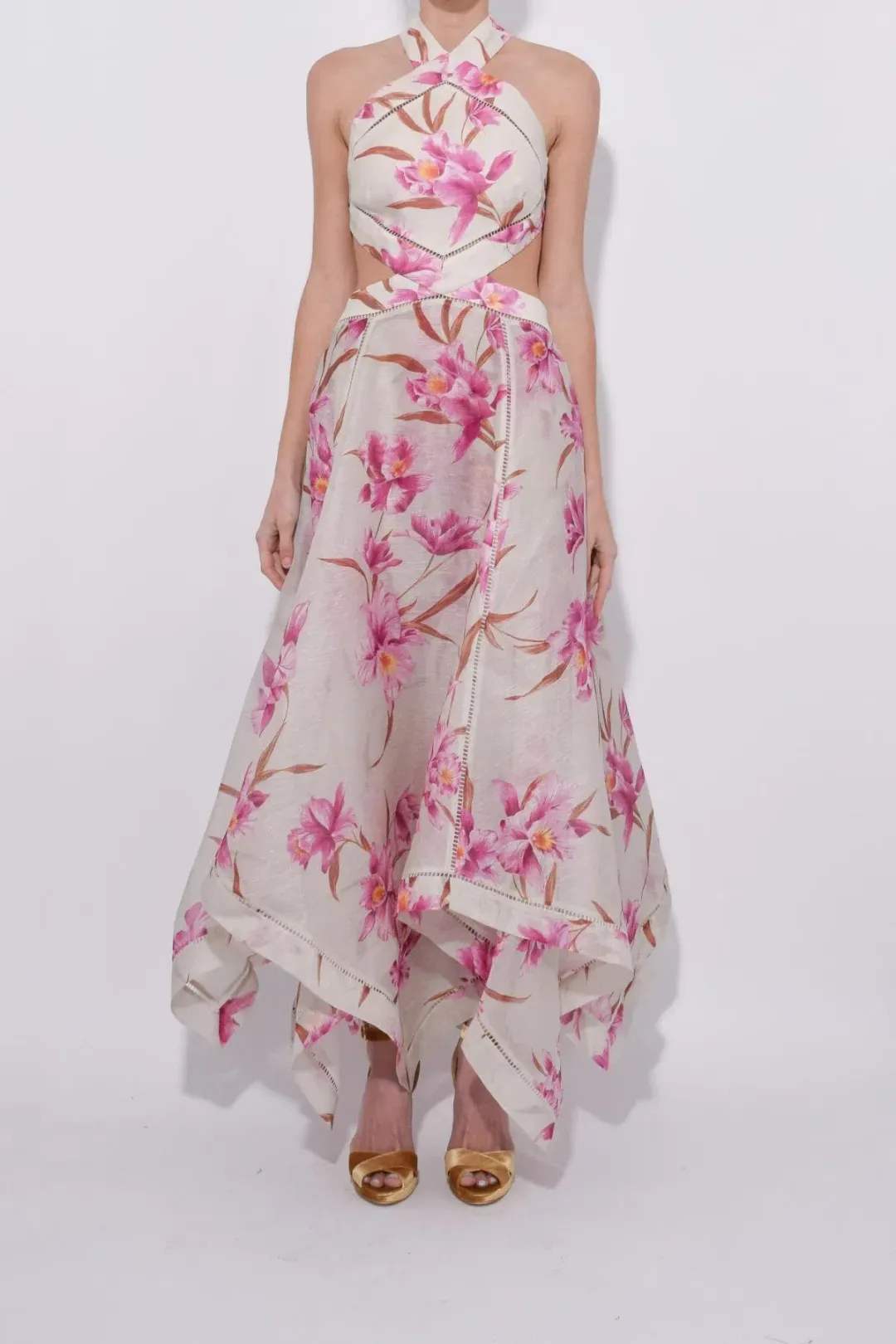 Zimmerman Corsage Halter Dress in Fuschia Orchid Print Size 0 for rent on The Volte - main image