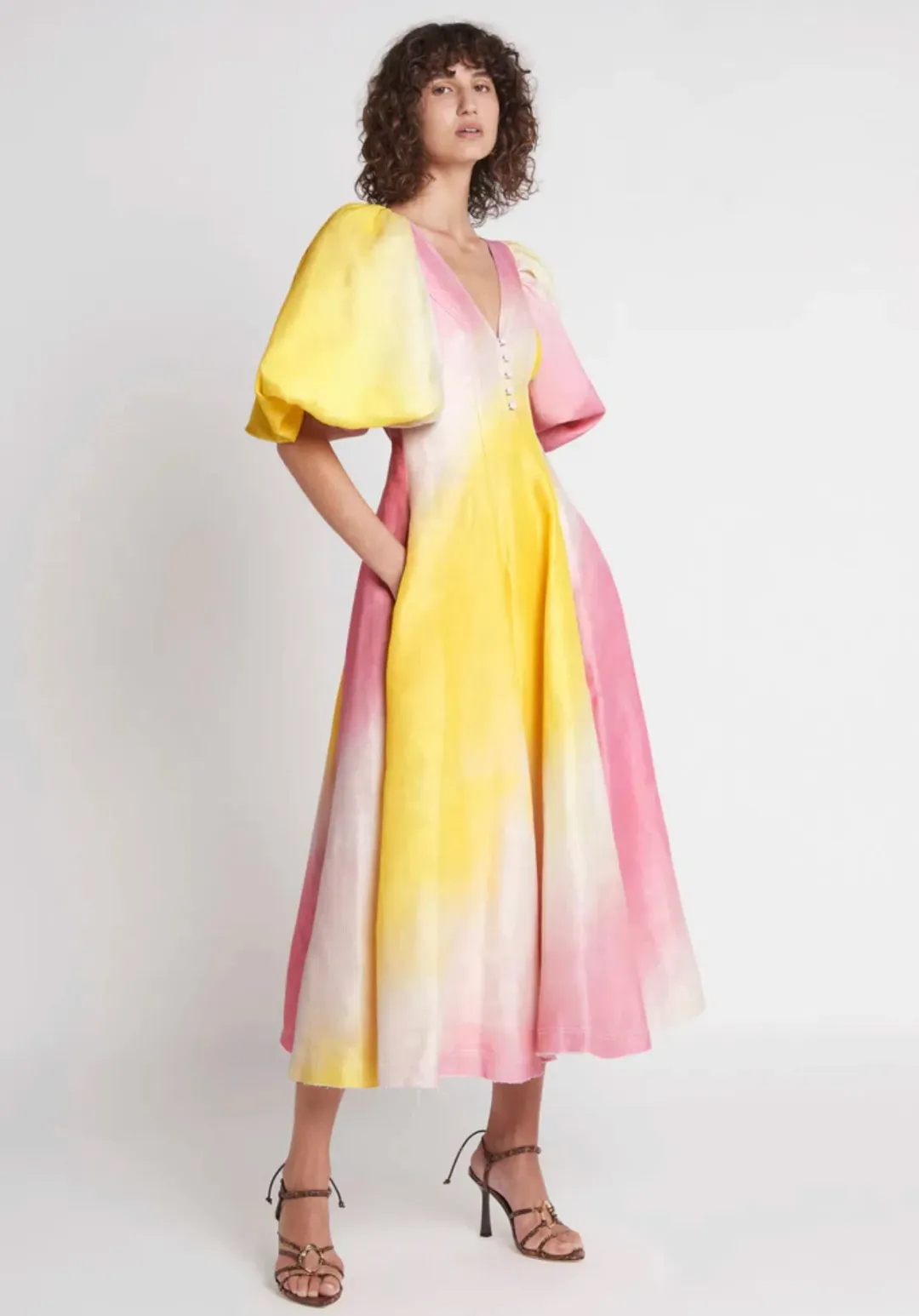 Aje Cloudburst Midi Dress Print Size 8 for rent on The Volte - main image
