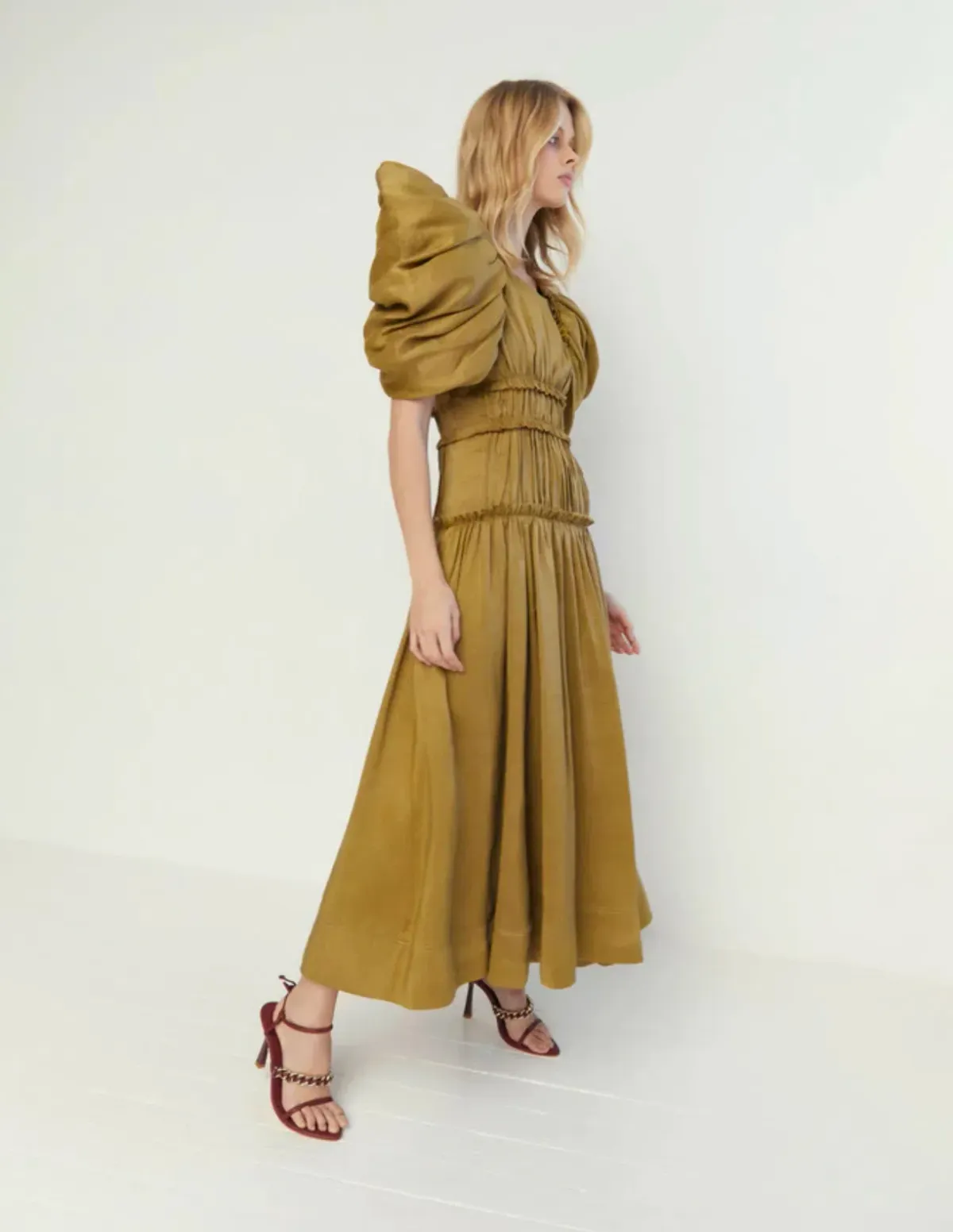 Aje Frequency Butterfly Sleeve Midi Dress Green Size 6 - Image 3