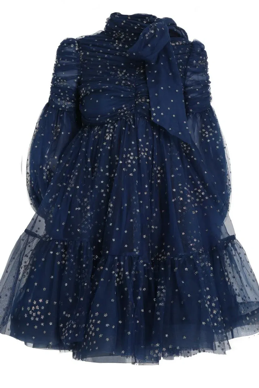 Zimmermann Rhythm Ruched Glitter Mini Dress Navy Size 0 / AU 8 for rent on The Volte - main image