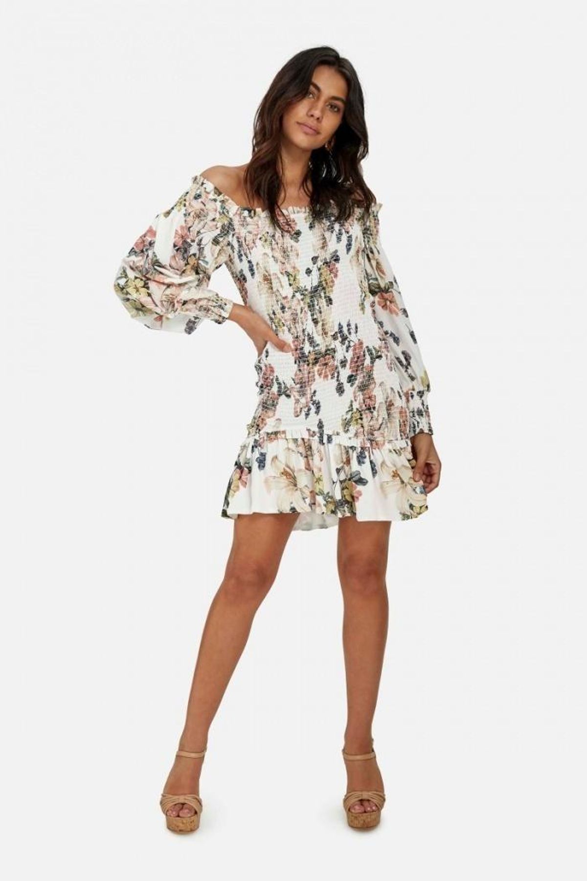 Sheike fifi shirred floral mini size 8 - Image 1