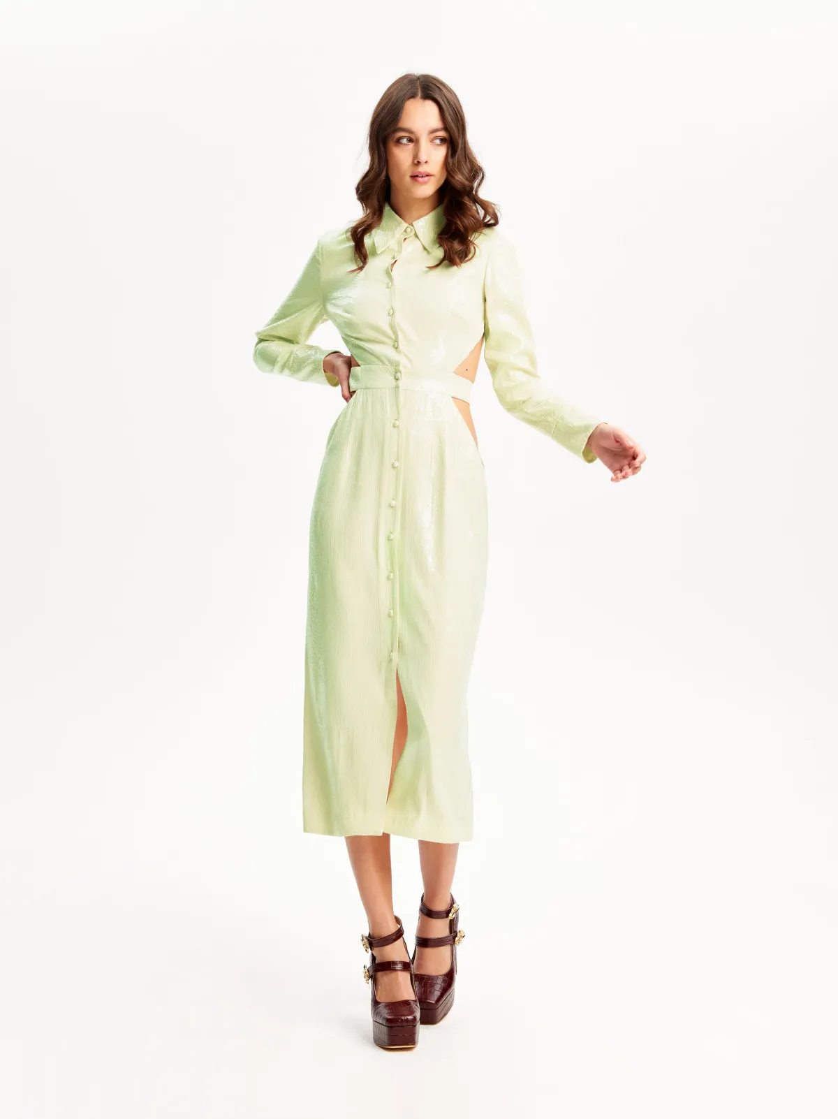 Alice McCall Lime Cream Night Sky Trench Green Size 8 - Image 2
