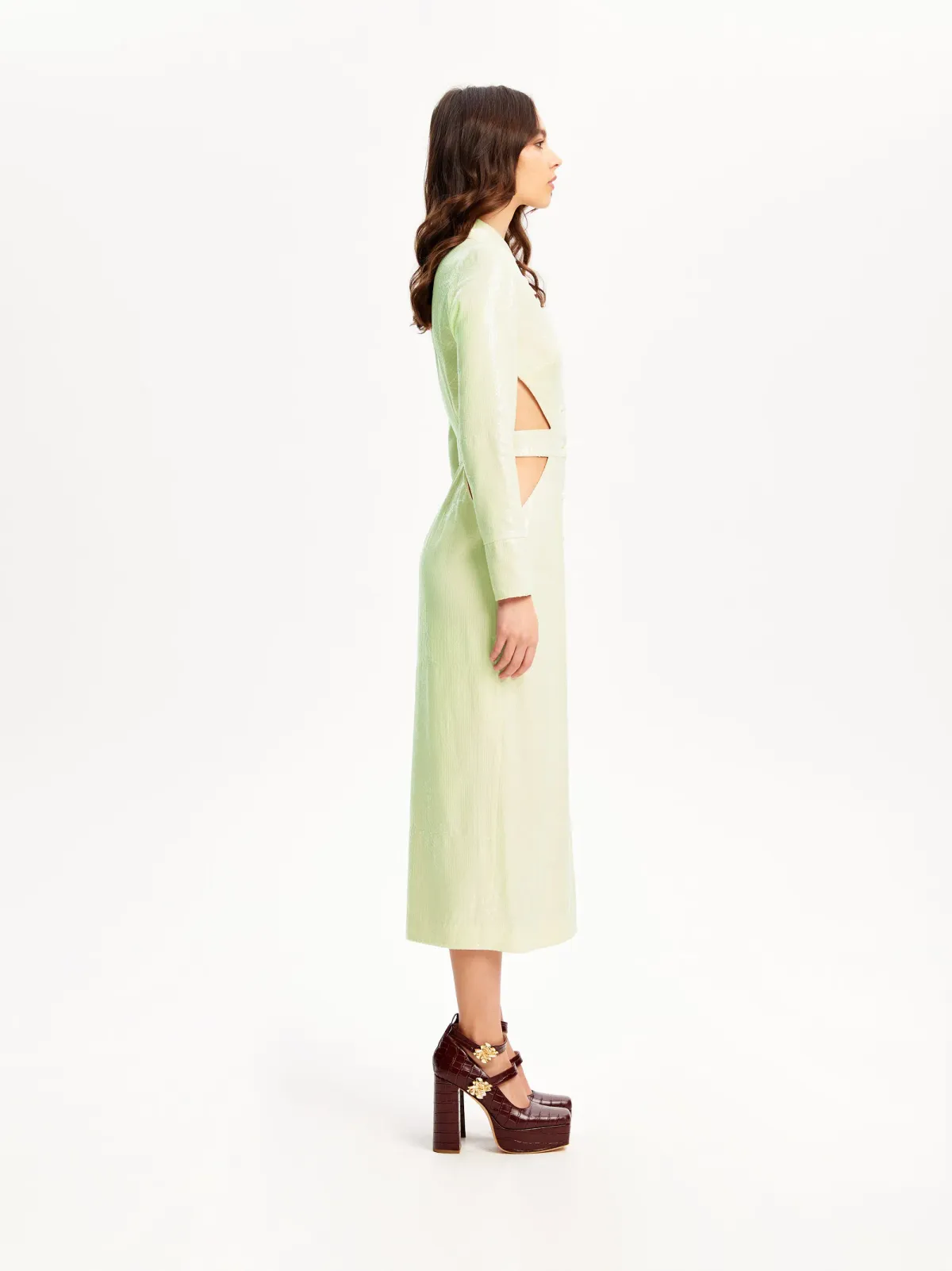 Alice McCall Lime Cream Night Sky Trench Green Size 8 - Image 4