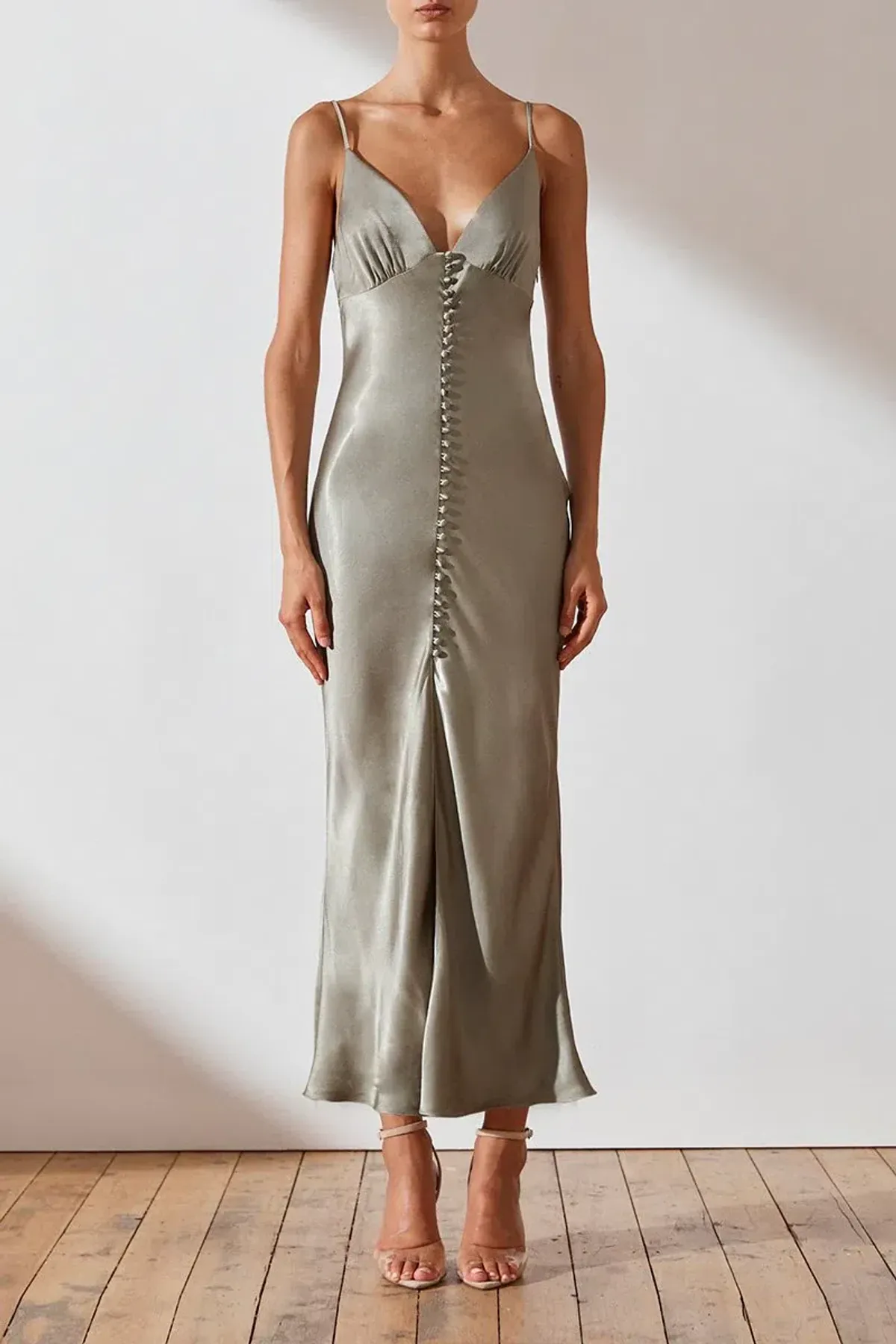 Shona Joy La Lune Bias Slip Dress Sage Size 10 - Image 1