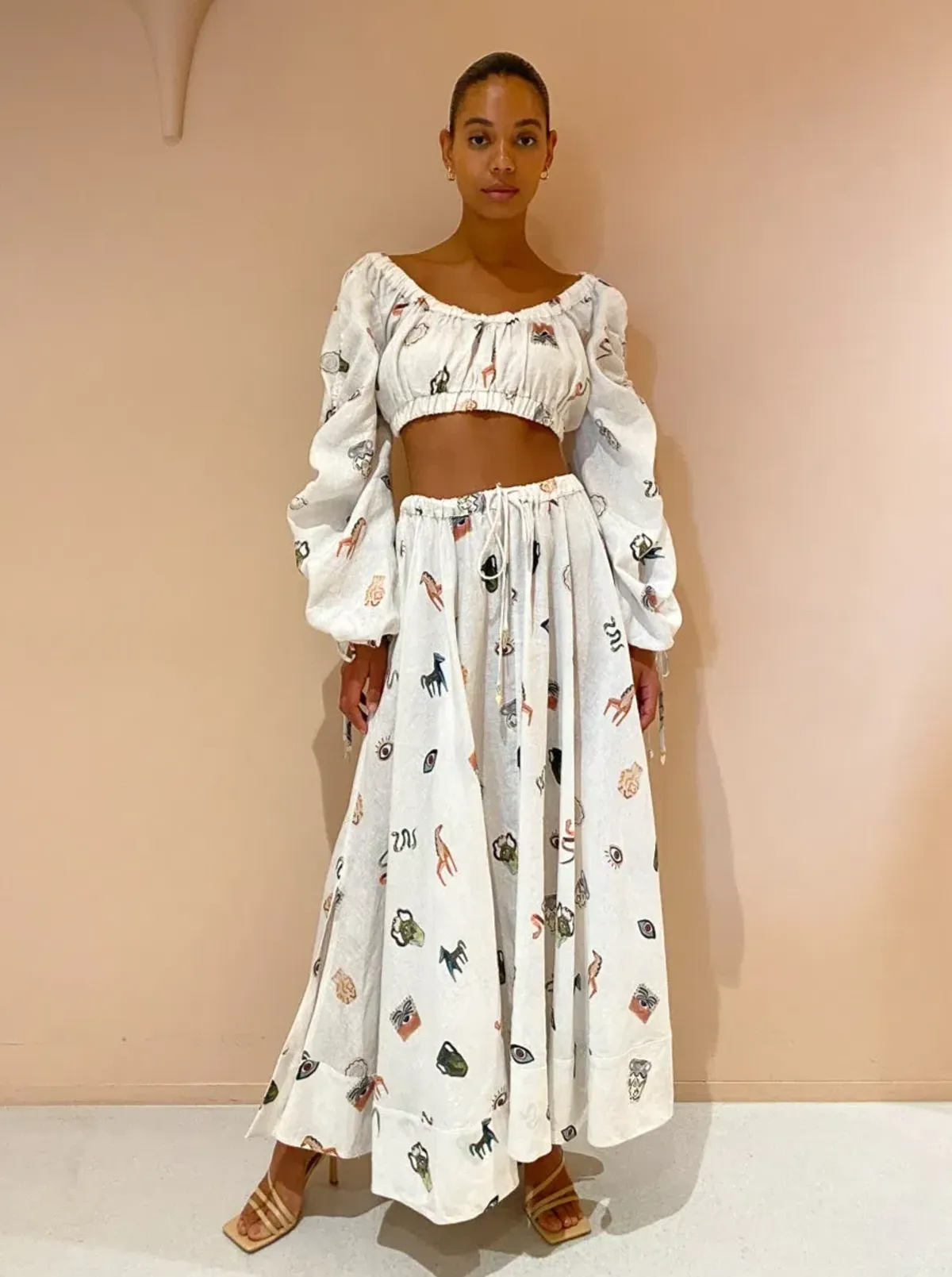 Alemais Hera Crop Top and Midi Skirt Set Print Size 8 - Image 1