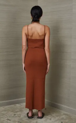 Bec & Bridge Bowie Knit Crop and Midi Skirt Set Rust Brown Size 6 for rent on The Volte - image 4