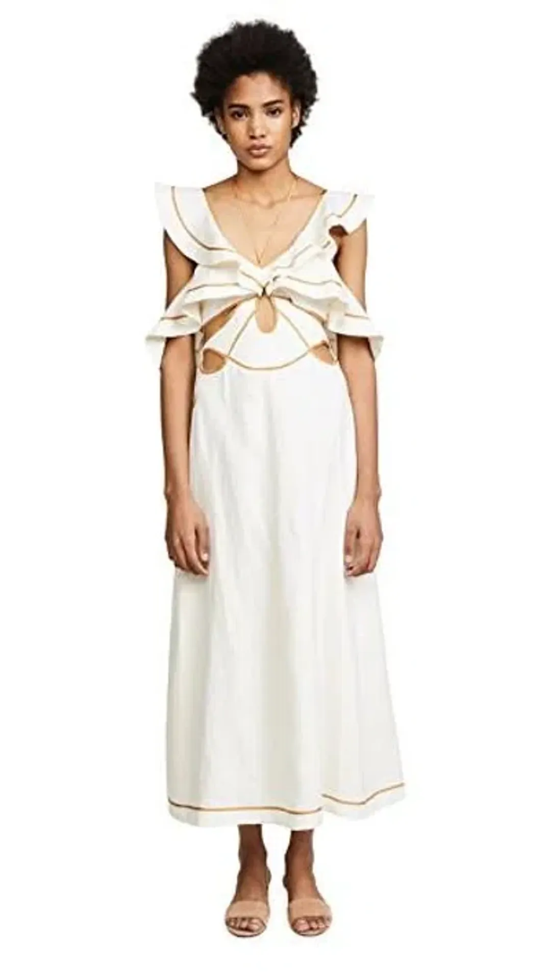 Zimmermann Painted Heart Flutter Dress Cream Size 1 / AU 10 for rent on The Volte - main image