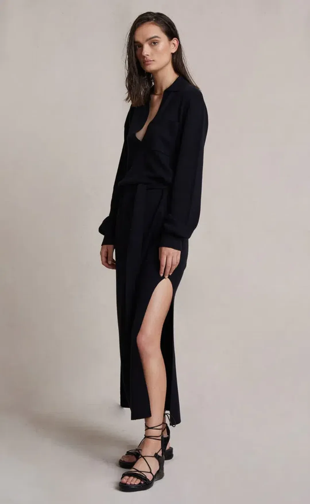 Bec and Bridge Liam Knit Polo Dress Black Size 8 for rent on The Volte - main image