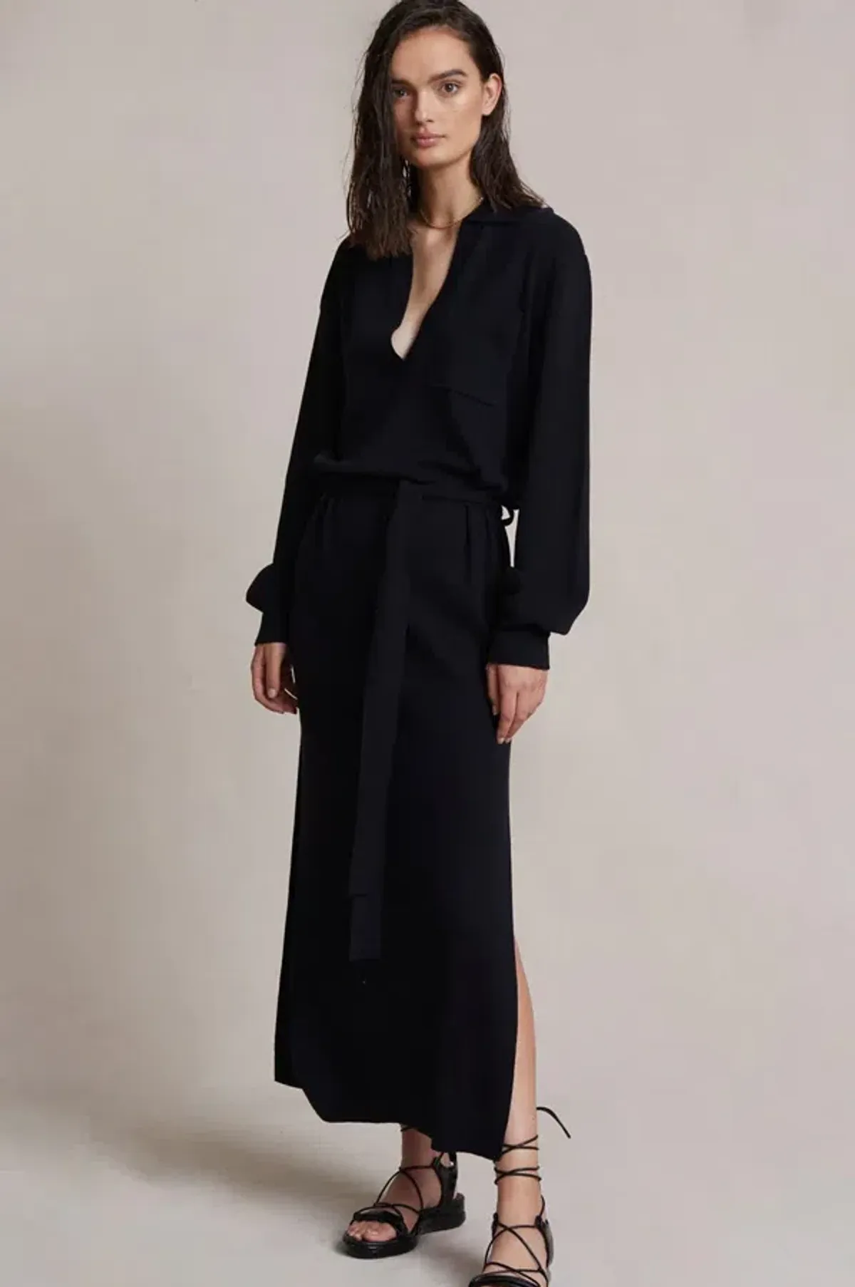Bec and Bridge Liam Knit Polo Dress Black Size 8 for rent on The Volte - main image