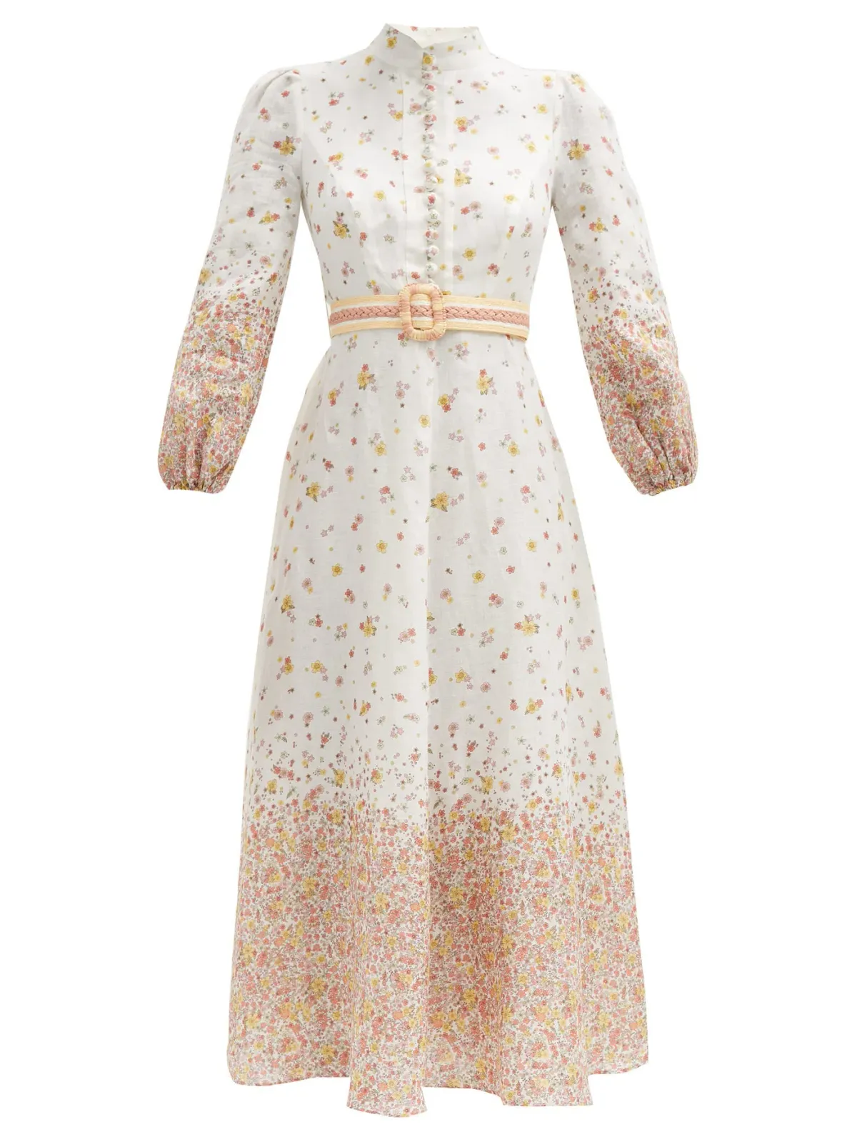 Zimmermann Carnaby Belted Linen Dress Floral Print Size 0 / AU 8 - Image 3