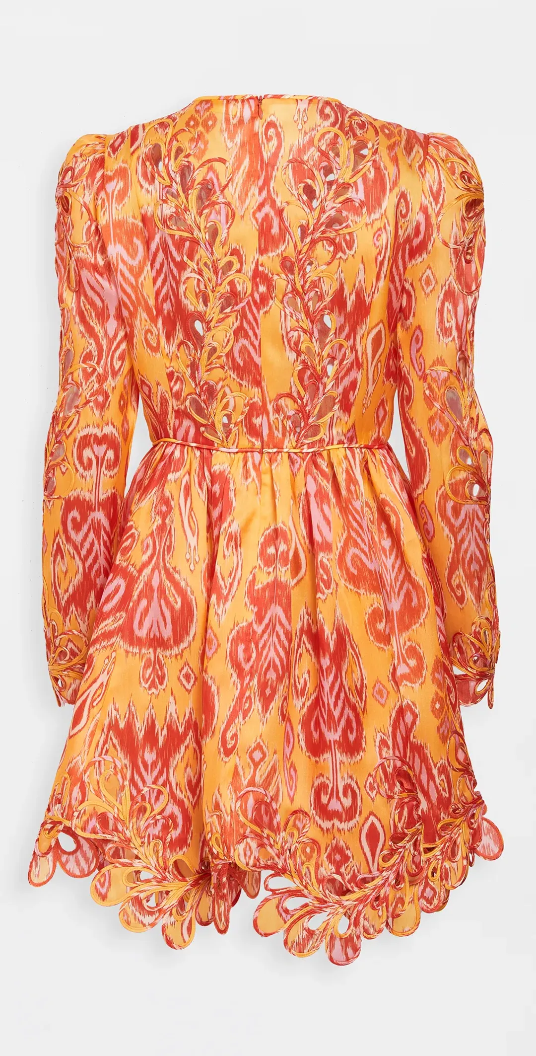 Zimmermann Brightside Rouleaux Mini Dress Gold Ikat Size 0 for rent on The Volte - main image