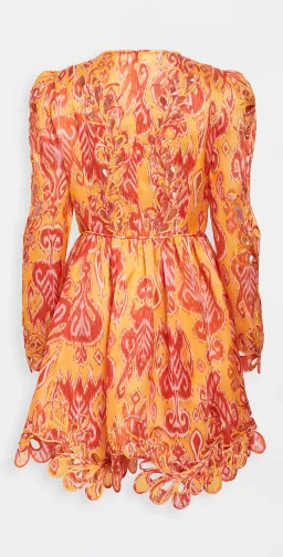 Zimmermann Brightside Rouleaux Mini Dress Gold Ikat Size 0 for rent on The Volte - image 4