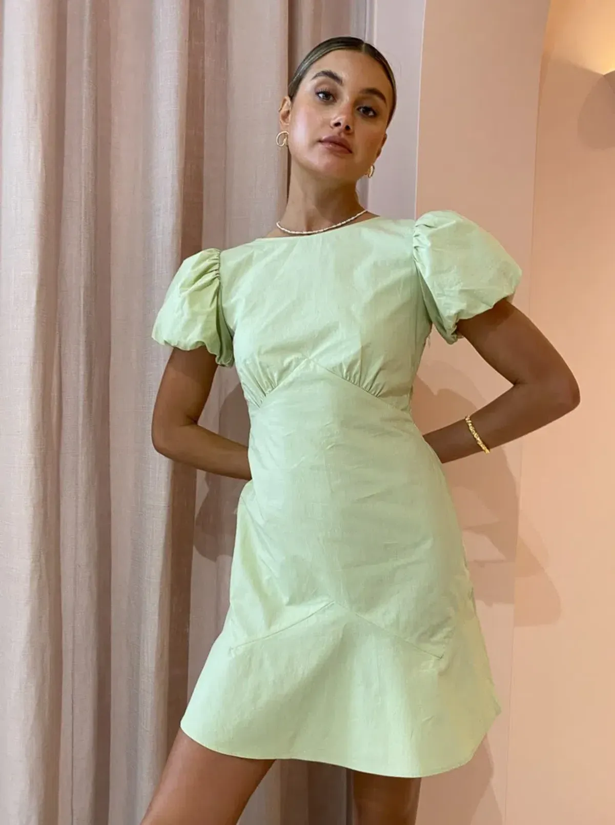 Sir the Label Mason Panelled Mini Dress in Pistachio Green Size 8 - Image 2