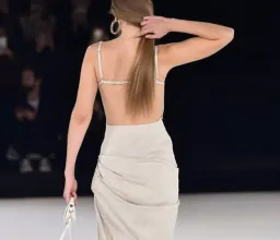 Jacquemus La Robe Saudade Asymmetrical Dress in Neutral Beige Size 36 for rent on The Volte - image 4
