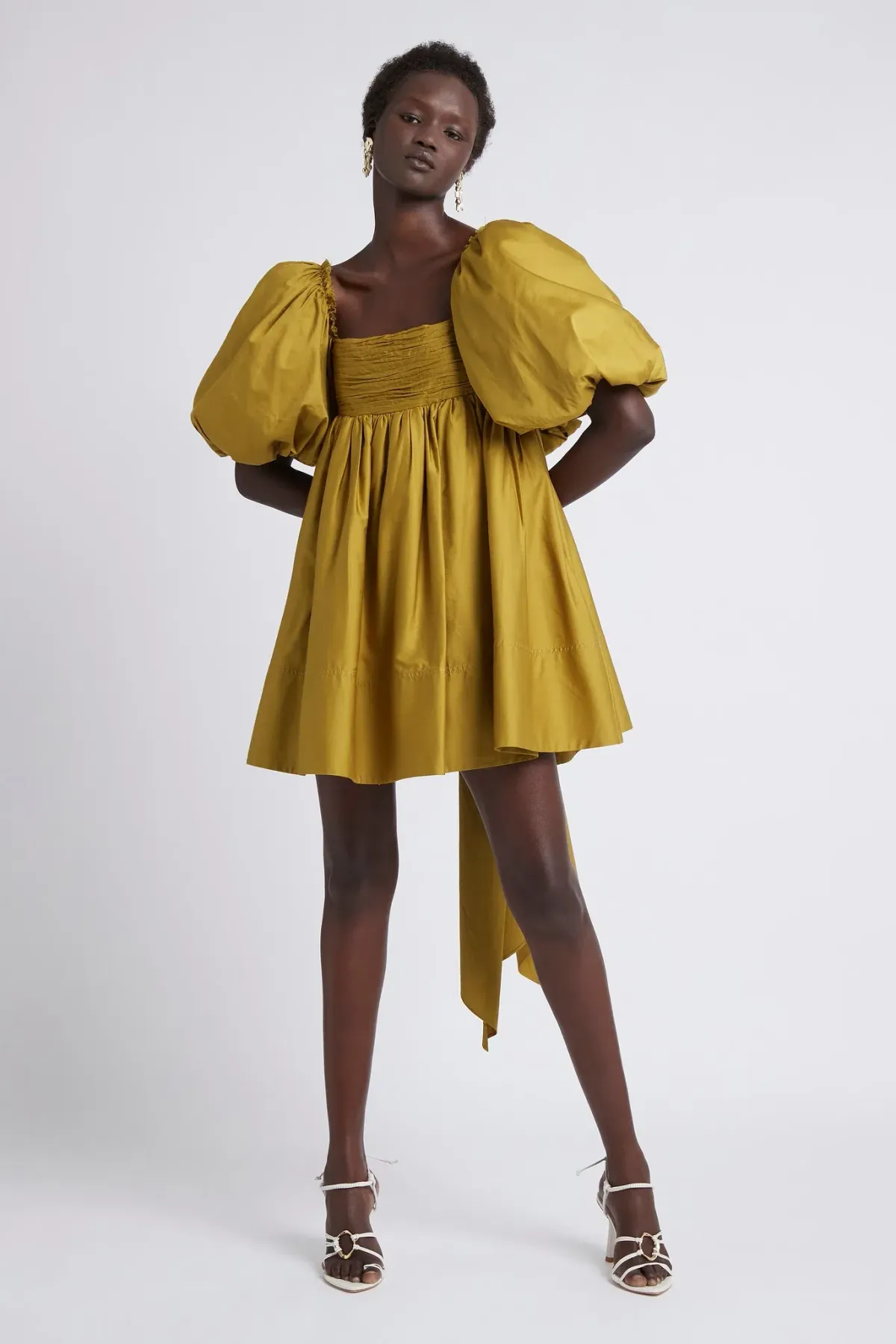 Aje Casabianca Puff Sleeve Dress Green Size 12 for rent on The Volte - main image