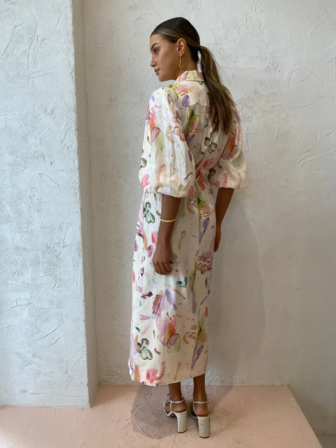 Alemais Annie Shirt Dress in Rose Print Size 14 for rent on The Volte - main image