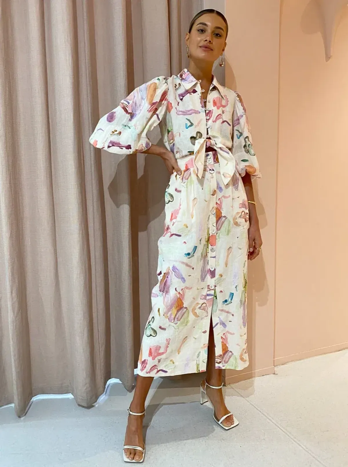 Alemais Annie Shirt Dress in Rose Print Size 14 - Image 2