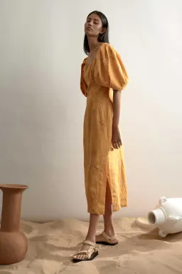 Alemais Sundance Midi Dress Yellow Print Size 6 for rent on The Volte - image 2