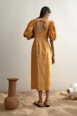 Alemais Sundance Midi Dress Yellow Print Size 6 for rent on The Volte - image 3