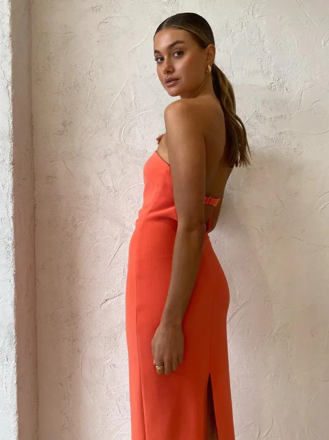 Bec and Bridge Cecily Midi Dress Orange Size 10 for rent on The Volte - main image