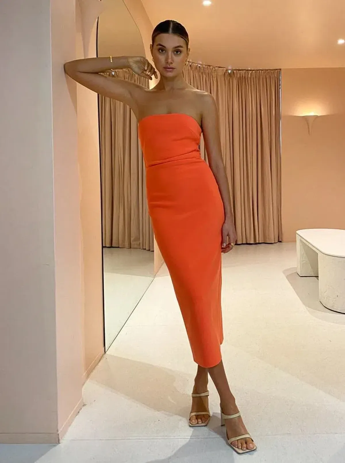 Bec and Bridge Cecily Midi Dress Orange Size 10 - Image 4