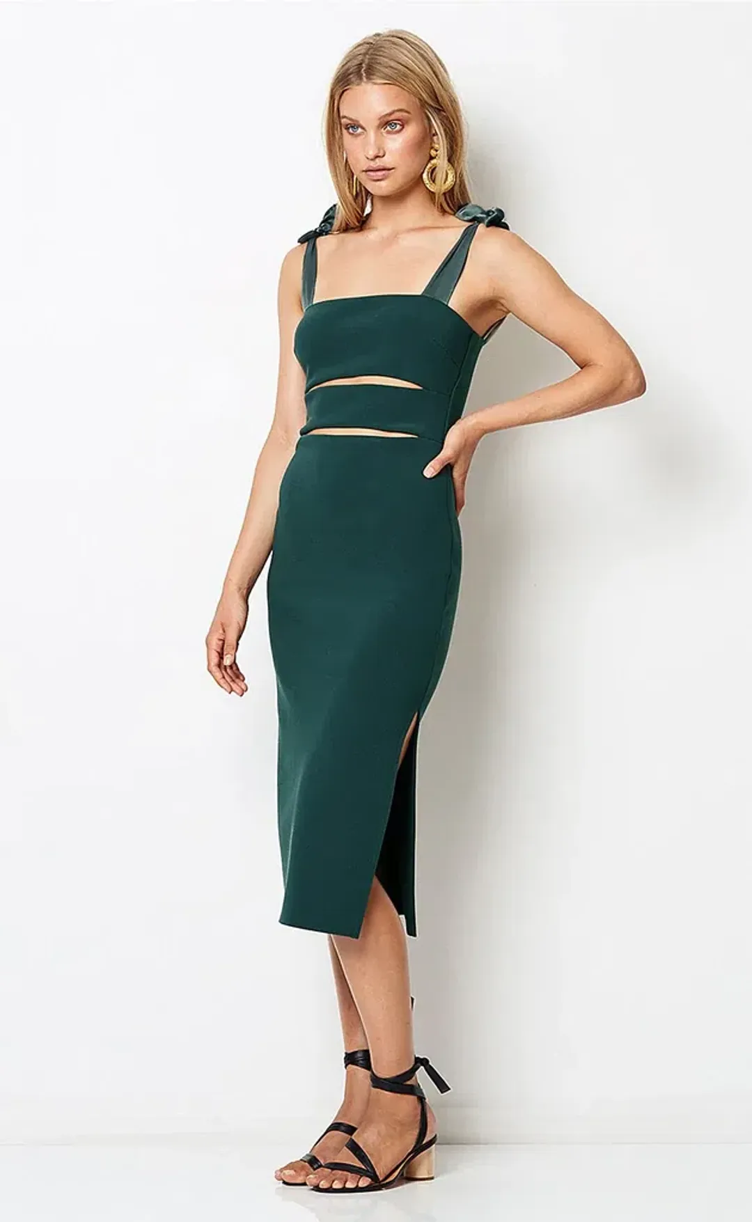 Bec & Bridge Tasha Cut Out Dress Green Size 8 for rent on The Volte - main image