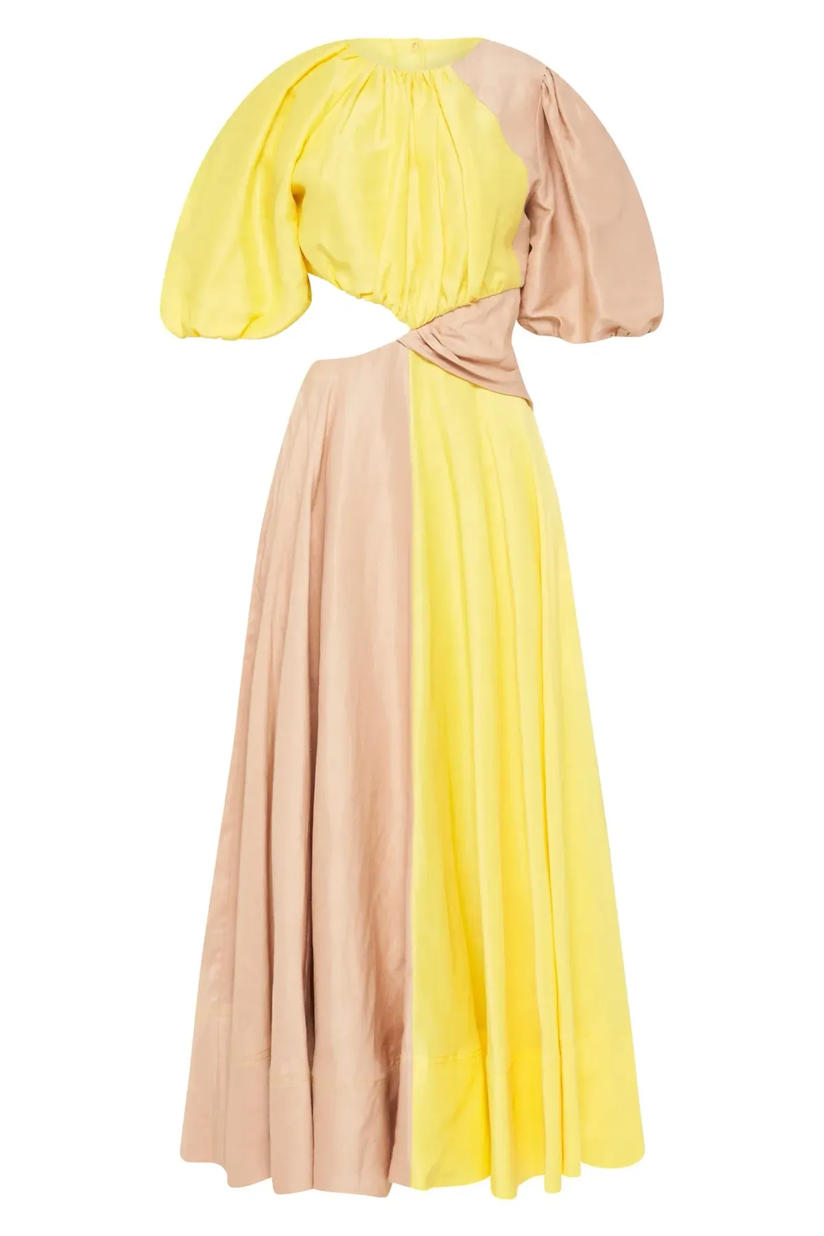 Aje Caliente Two Tone Puff Sleeve Dress Yellow/Brown Size 8 - Image 2