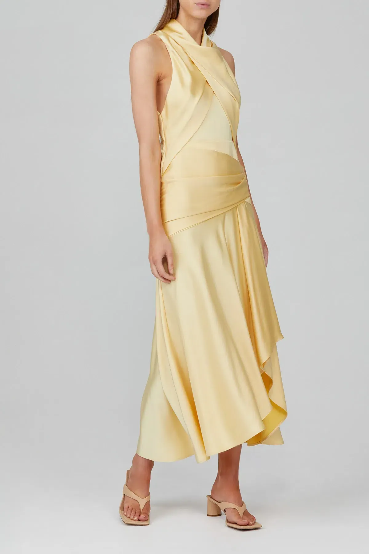Acler Hillcrest Midi Dress Yellow Size 10 for rent on The Volte - main image