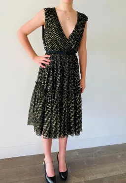 Stella McCartney Belted Fil Coupé Silk Blend Dress Metallic Size 8 for rent on The Volte - image 4