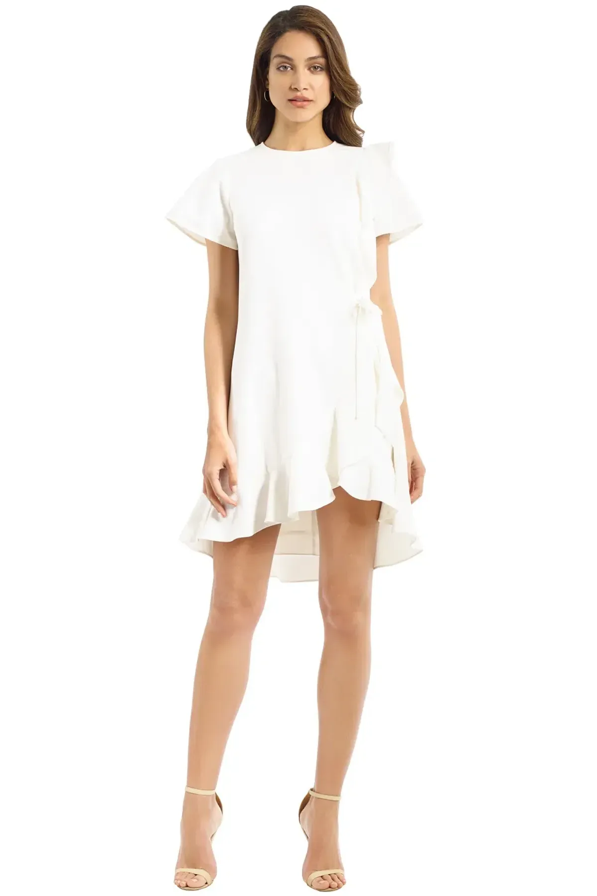 Rebecca Vallance Hamptons Swing Ruffle Dress White Size 6 for rent on The Volte - main image