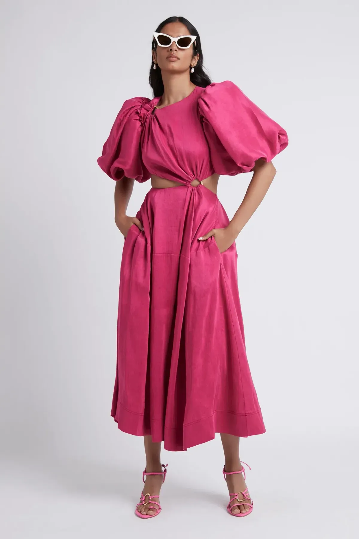 Aje Vanades Cut Out Ring Midi Dress Pink Size 14 - Image 1