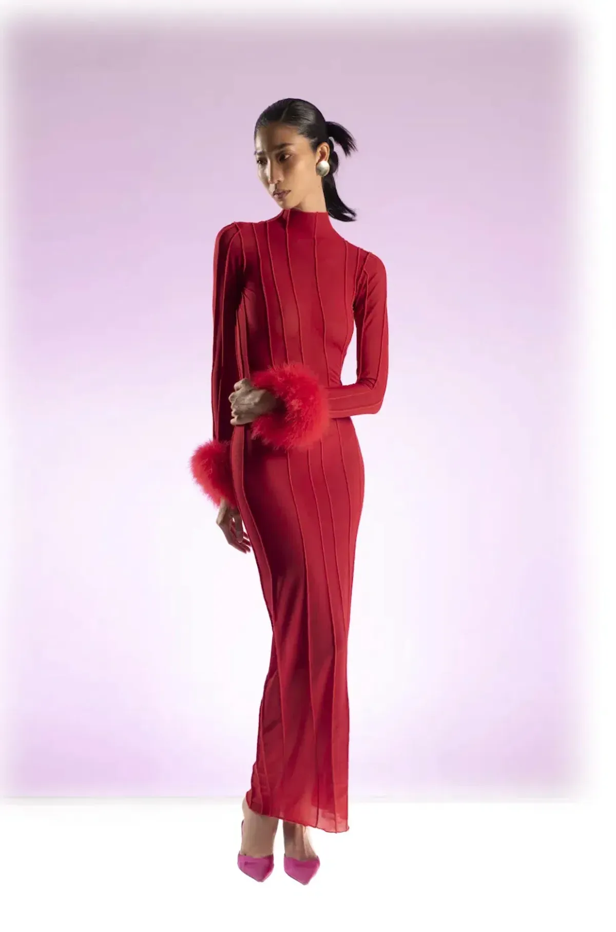 Fancì Club Silky Dress Red Size S - Image 1