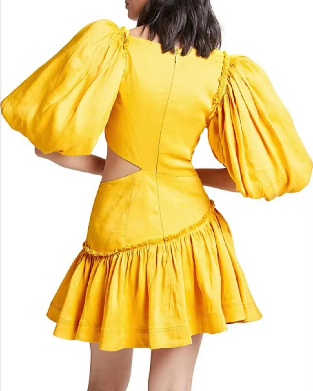 Aje Chateau Mini Dress Yellow Size 4 for rent on The Volte - main image