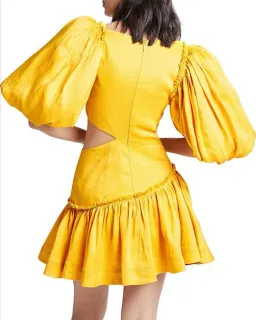 Aje Chateau Mini Dress Yellow Size 4 for rent on The Volte - image 4