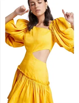 Aje Chateau Mini Dress Yellow Size 4 for rent on The Volte - image 3