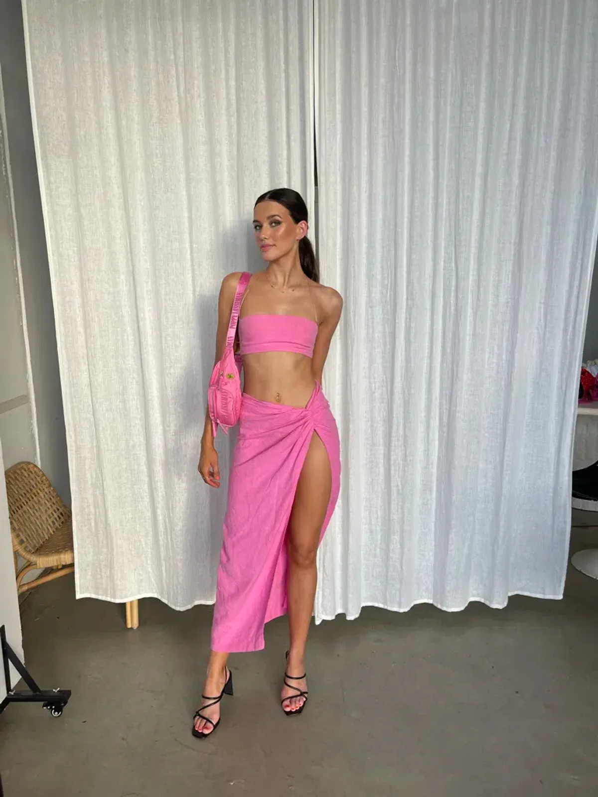 Natalie Rolt Kylie Crop Size 0 & Kaia Skirt Size 1 Set Pink for rent on The Volte - main image