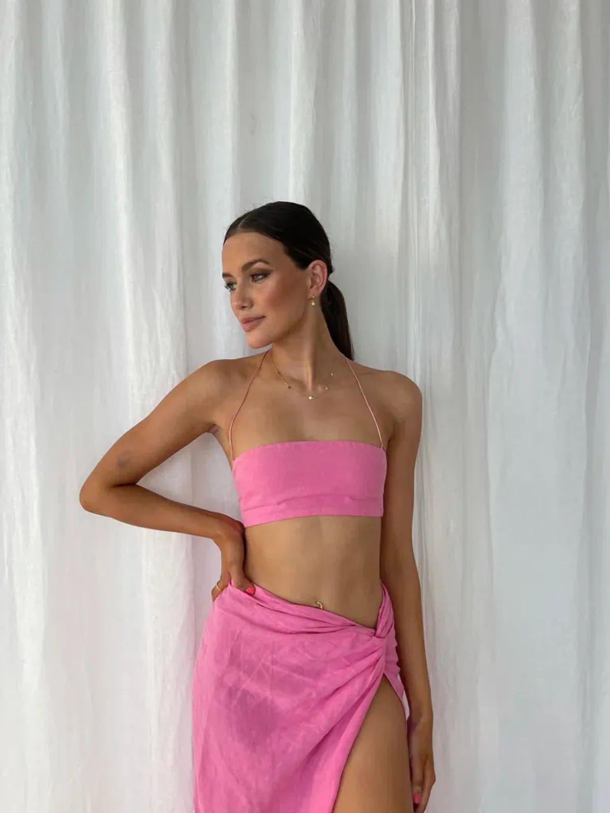 Natalie Rolt Kylie Crop Size 0 & Kaia Skirt Size 1 Set Pink - Image 6