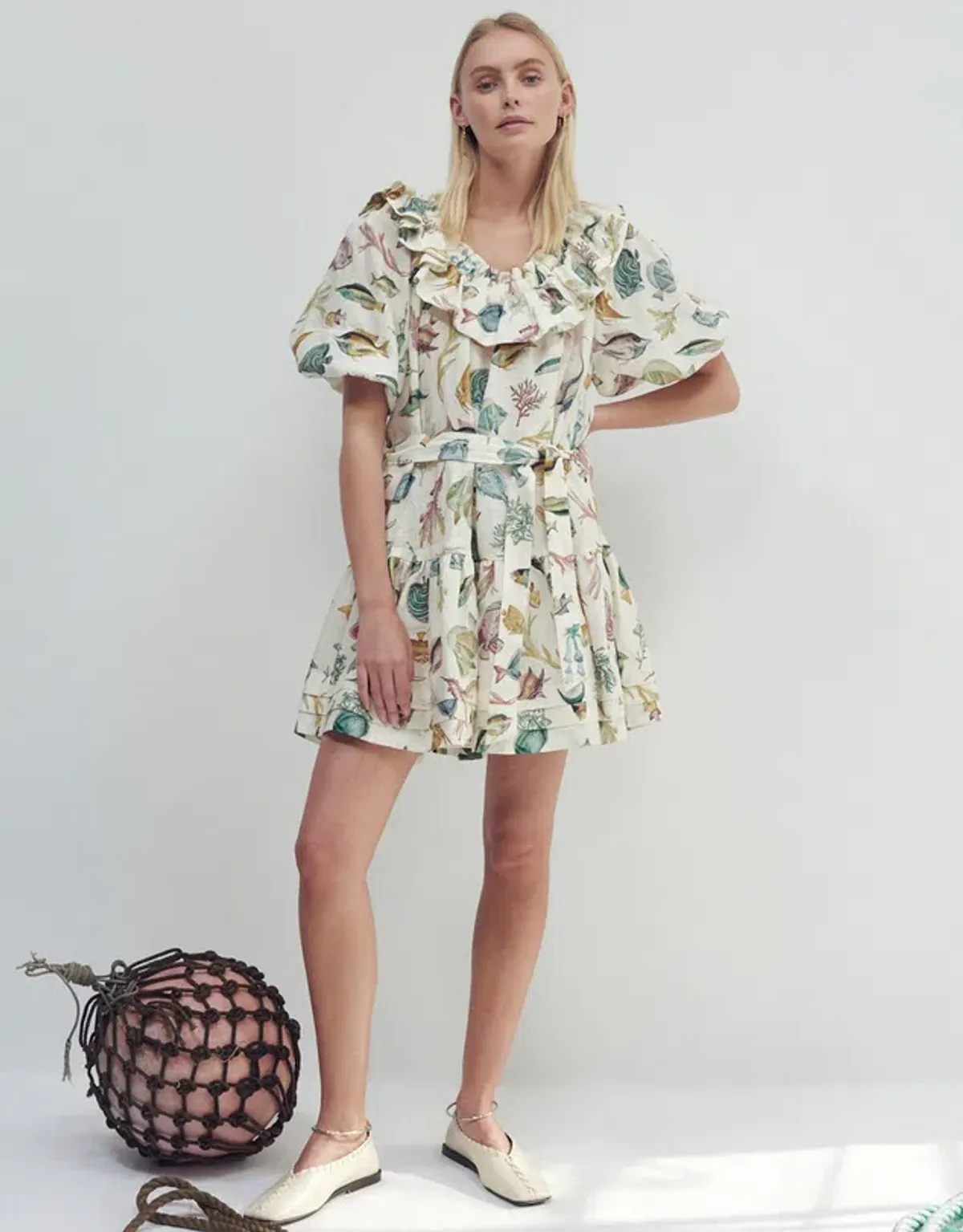 Alemais Wanda Frill Mini Dress Print Size 12 for rent on The Volte - main image